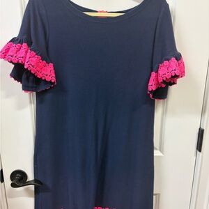 Sail to Sable Navy Dress with Pink Trim